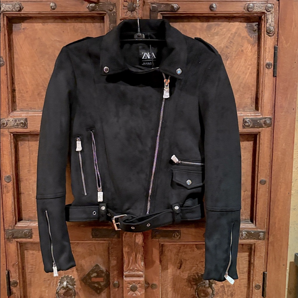 Zara faux suede moto biker jacket XS